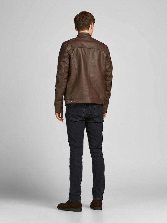 Winter Faux Leather Jacket Biker Chocolate Fondant
