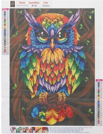 Malatec Mosaic Art Bufniță Multicoloră Pânză Diamond Painting Kit 40x30cm AT100715