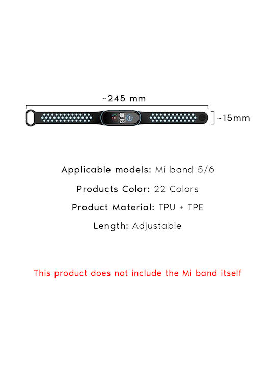 Sonique Sport Strap Silicone with Pin Black / White (Smart Band 7)