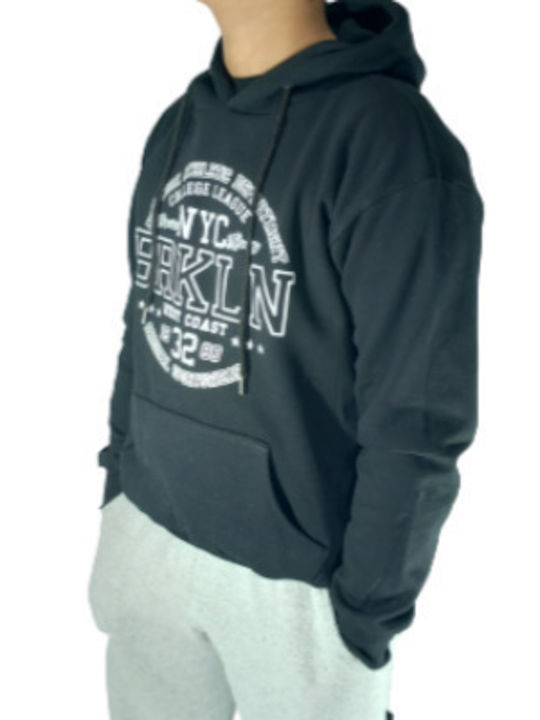 Star Body H Men's Sweatshirt with Hood and Pockets Black Stamped