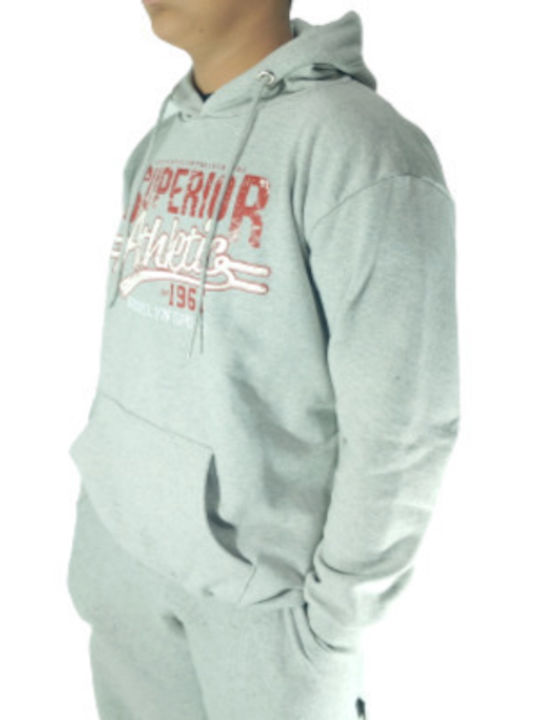 Star Body H Men's Sweatshirt with Hood and Pockets Grey Stamped