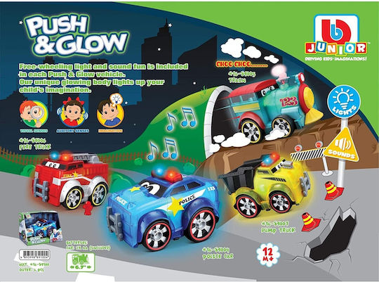 Bburago Vehicul Junior Push & Glow Train cu Lumină și Sunete pentru 12++ Luni