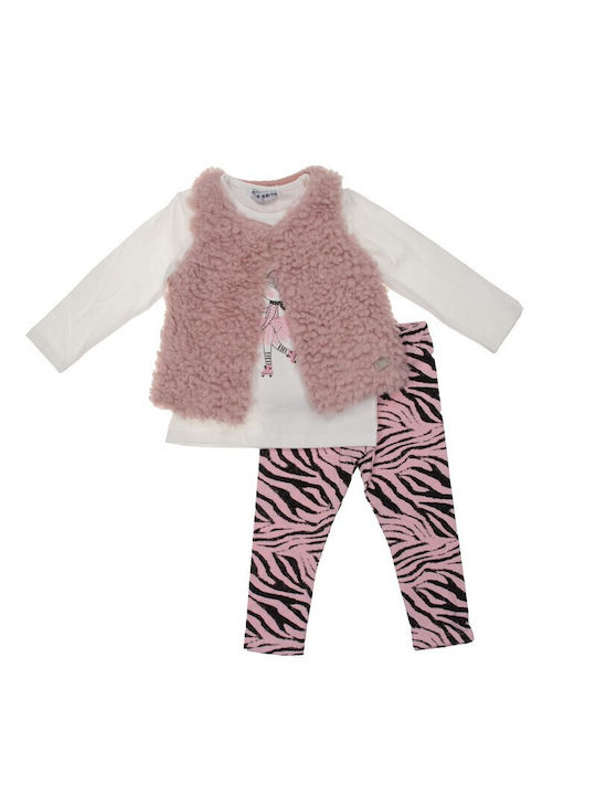 Εβίτα Kinder Set mit Leggings & Jacke Winter 3Stück Weiß