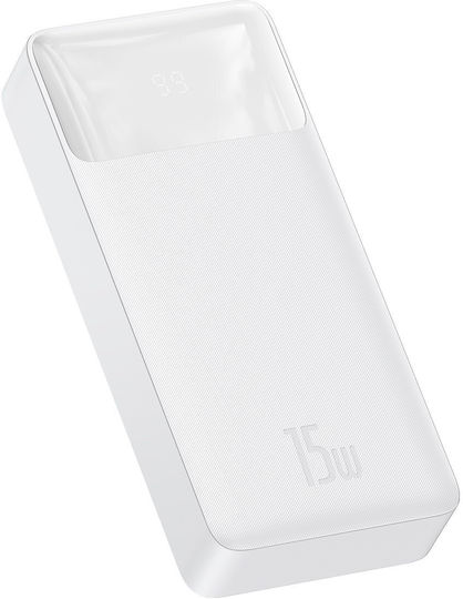 Baseus Bipow Overseas Edition Power Bank 20000mAh 15W cu 2 Porturi USB-A și Port USB-C Alb