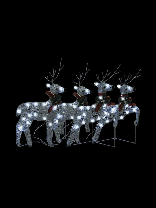 vidaXL Christmas Metal Illuminated Reindeer Figure Silver Electric 4pcs