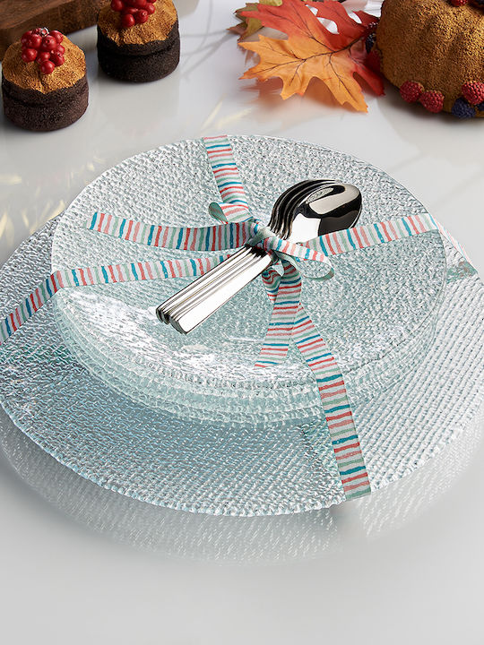 Cryspo Trio Cotton Plate Desert Glass Clear with Diameter 21cm 7pcs