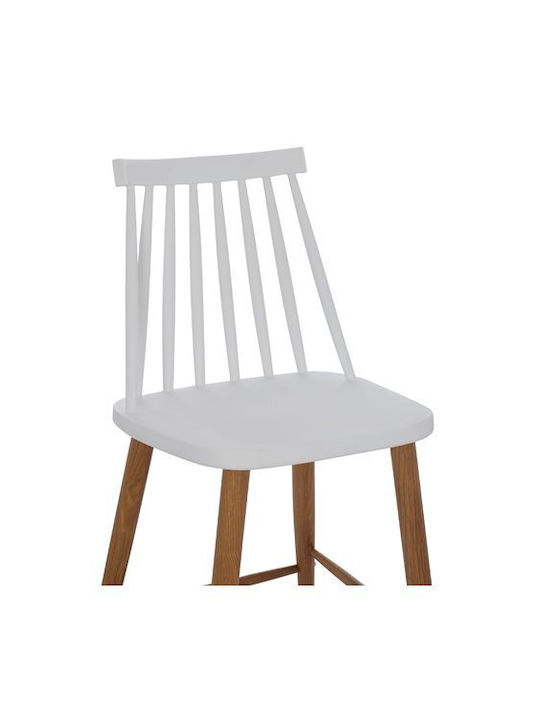 Scaune Bar cu spătar din Polipropilenă Vanessa White & Natural 2buc 43x45x97buc