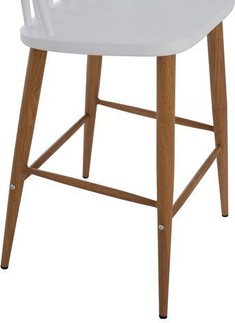 Hocker Bar mit Rückenlehne aus Polypropylen Vanessa White & Natural 2Stück 43x45x97cm