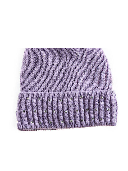 Verde Pom Pom Beanie Beanie in Lilac color