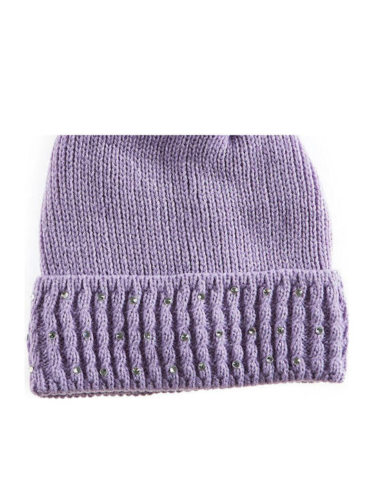 Pom Pom Beanie Γυναικείος Σκούφος σε Λιλά χρώμα