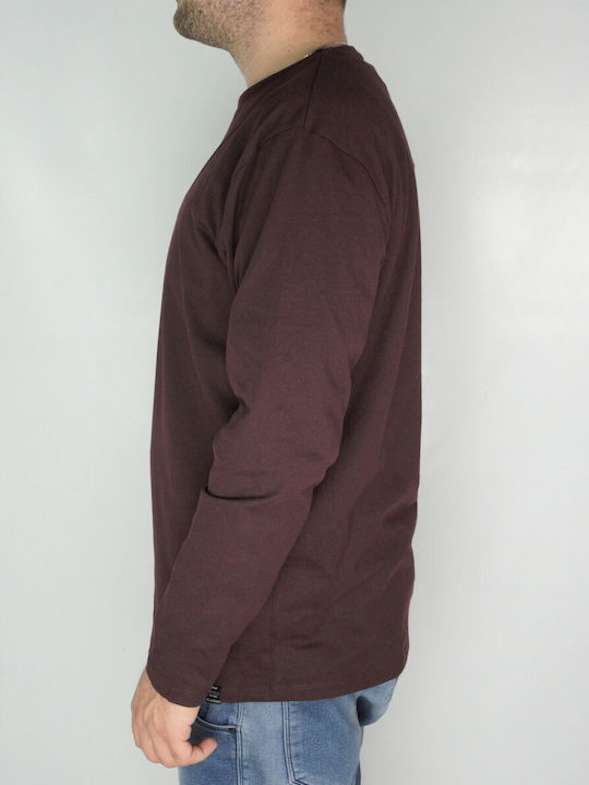 Double Men's Long Sleeve Blouse Burgundy