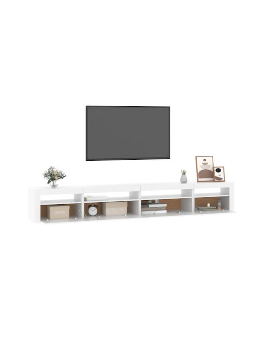 TV-Ständer mit LED-Beleuchtung Weiß M270xT35xH40cm
