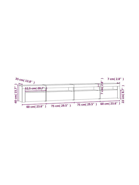 TV-Ständer mit LED-Beleuchtung Weiß M270xT35xH40cm