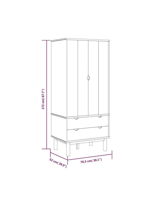 Double Door Wardrobe 76.5x53x172cm