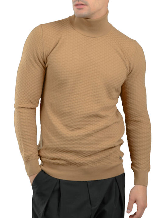 Vittorio Artist 700-2122-004 Men's Long Sleeve Sweater Turtleneck Beige