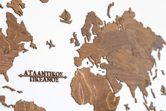Wall Decor World Map Handmade Wooden 115x65cm
