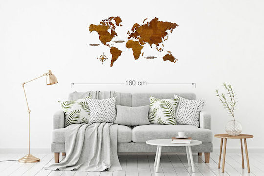 Wall Decor World Map Handmade Wooden 115x65cm