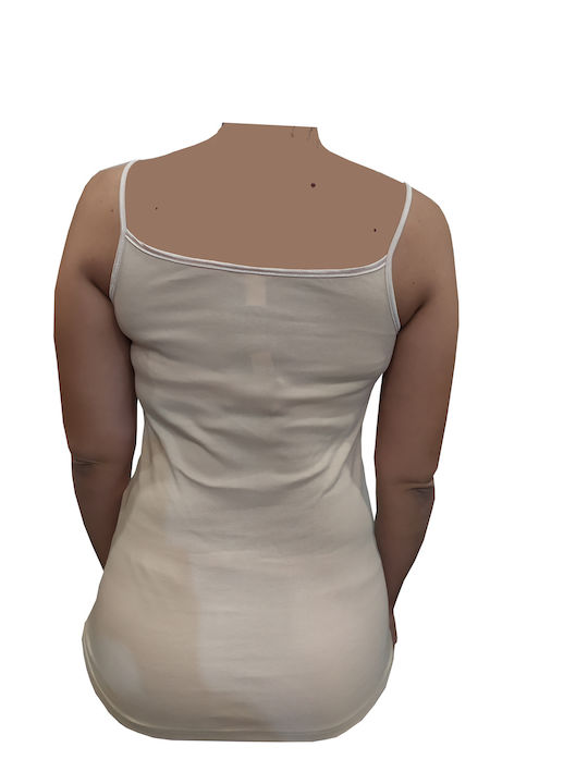 Women's Cotton T-Shirt with Spaghetti Strap Beige