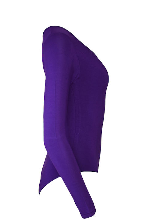 Lingerie Wrap Long Sleeve Bodysuit Purple
