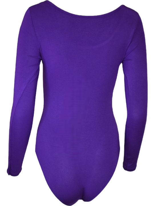 Lingerie Long Sleeve Bodysuit Purple