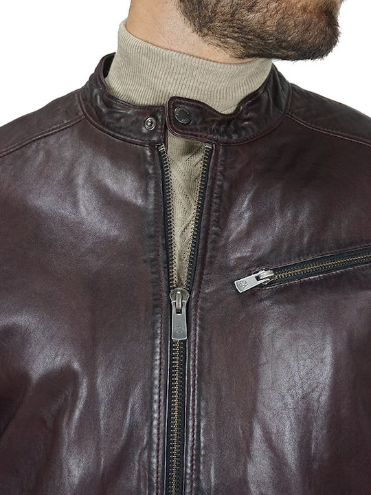 Milestone Men's Jacket "ODIN" Bordeaux Slim Fit (301063_20035-89) (100% Leather)