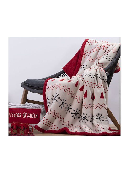 Nef-Nef Homeware Armchair Throw Hope 130x180cm Ecru / Red 032024