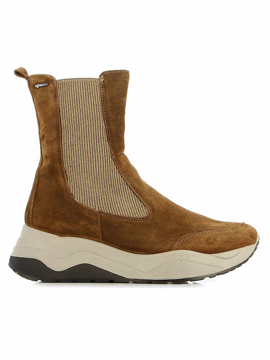 Igi&Co Suede Women's Chelsea Boots Tabac Brown