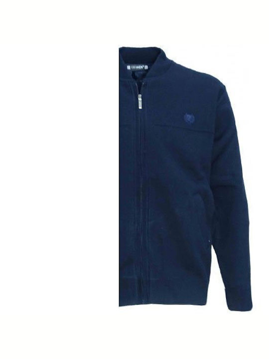 Zen And Zen Men's Knitted Cardigan with Zipper Navy Blue