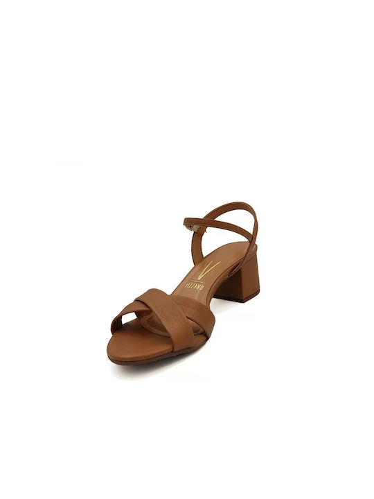 Vizzano Women's Sandals Brown with Chunky Medium Heel