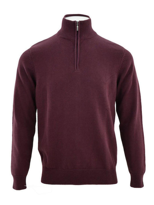 Ascot Sport 902-93 Men's Long Sleeve Sweater with Zipper Burgundy