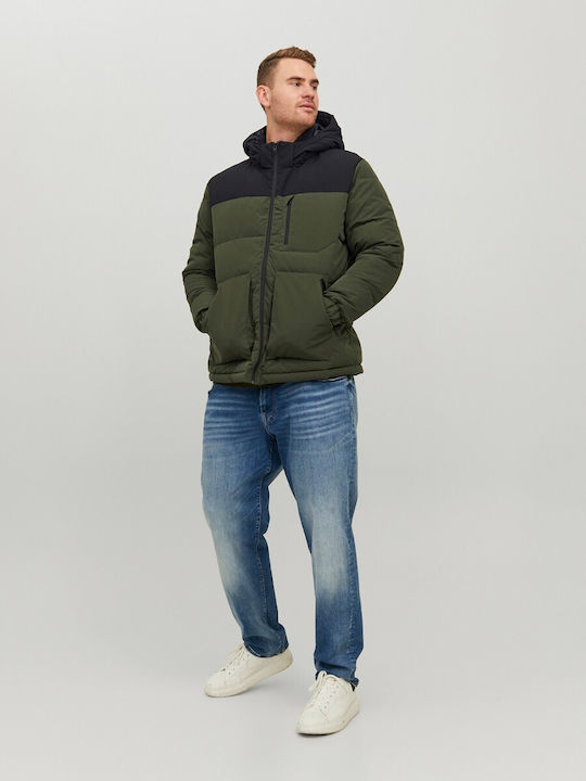 Jack & Jones Geacă pentru bărbați de iarnă Puffer Verde