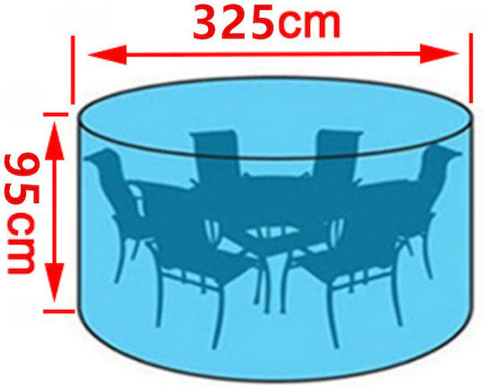 Waterproof Protective Cover for Dining Table 325x325x95 cm in Black Color