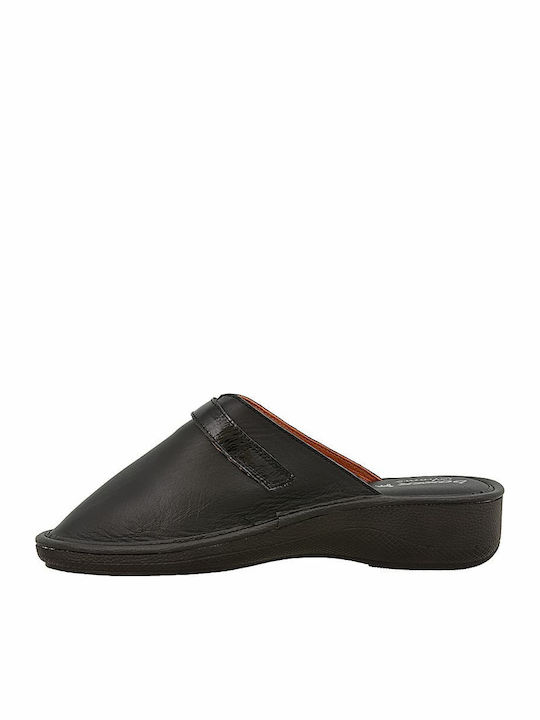 Lederne Winter Damen Hausschuhe Schwarze