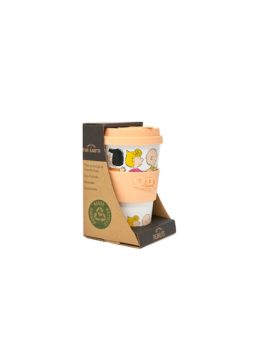 QuyCup Snoopy Cană Bambus cu Capac Multicoloră 400ml 1buc