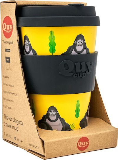QuyCup Cană Bambus cu Capac Galbenă 400ml