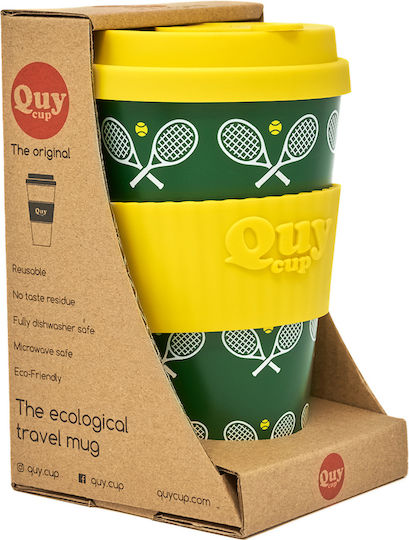 QuyCup Tennis Κούπα Μπαμπού με Καπάκι Πράσινη 400ml