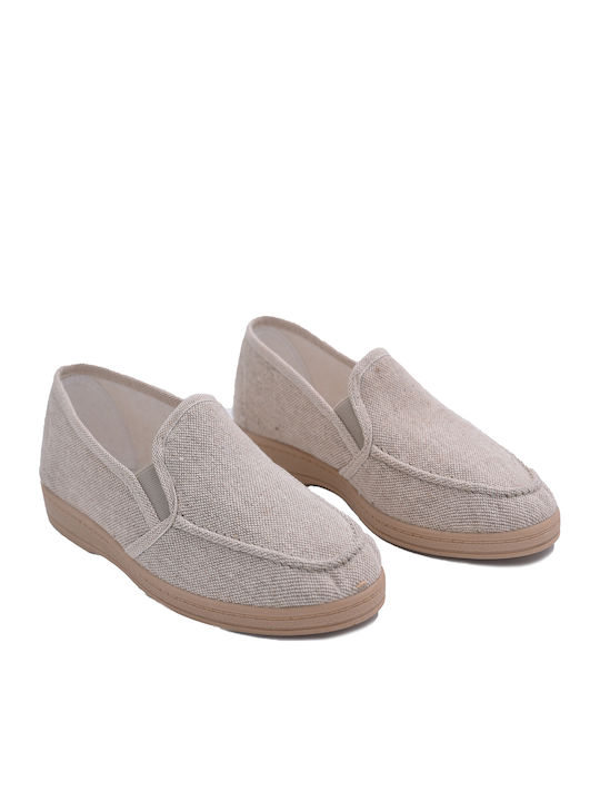 Heel Enclosed Men's Slipper Beige