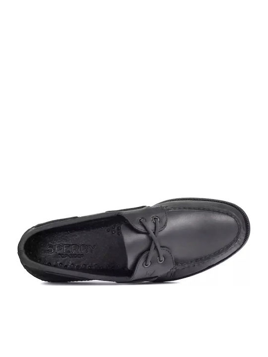 Δερμάτινα Ανδρικά Boat Shoes σε Μαύρο Χρώμα