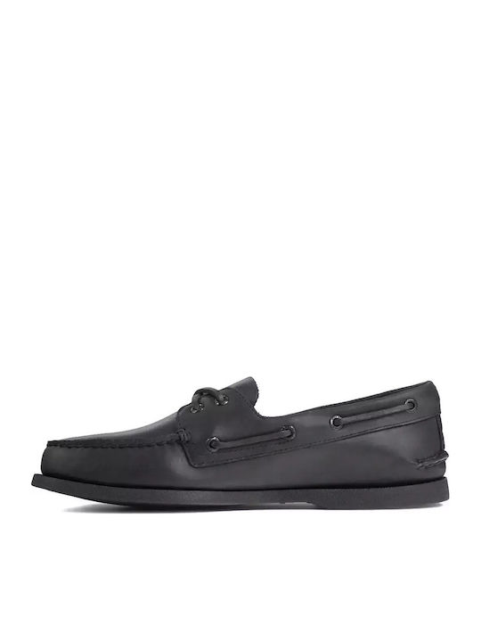 Δερμάτινα Ανδρικά Boat Shoes σε Μαύρο Χρώμα