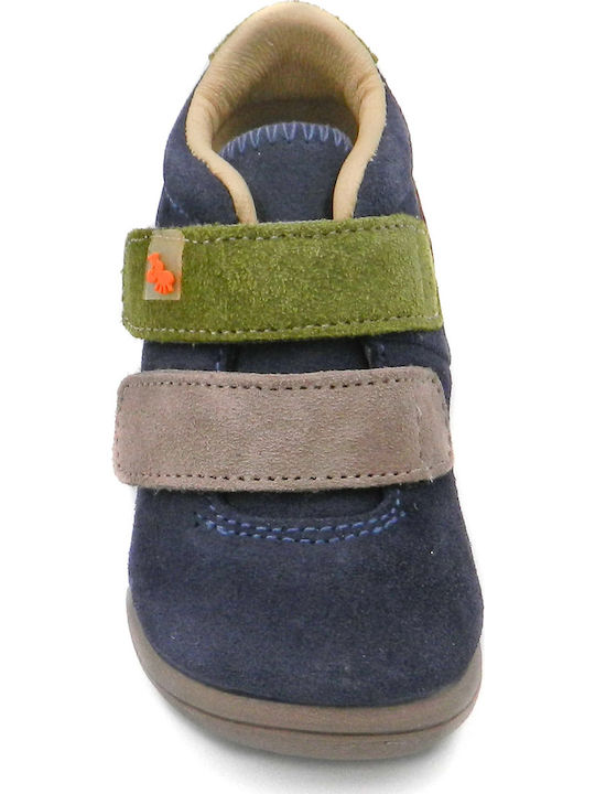 Suede Kids Boots with Velcro Blue
