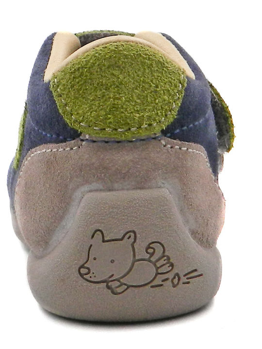 Suede Kids Boots with Velcro Blue