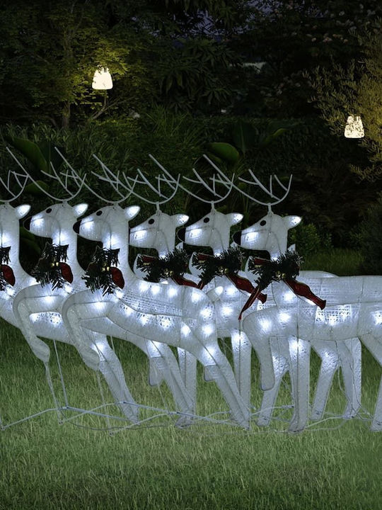 vidaXL Christmas Illuminated Reindeer Figure White 6pcs