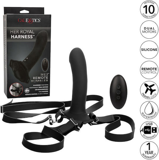 Calexotics Her Royal Gurtzeug mit Dildo 16.5cm und Vibration in Schwarz Farbe