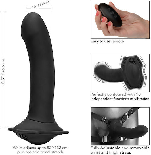 Calexotics Her Royal Gurtzeug mit Dildo 16.5cm und Vibration in Schwarz Farbe