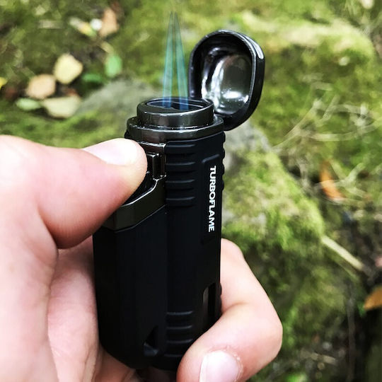 Turboflame Αναπτήρας Flamme Winddicht mit Jet-Flamme Black V-Flamme