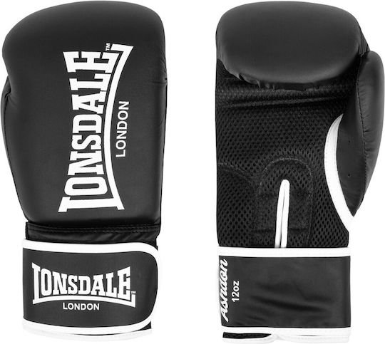 Lonsdale Ashdon Γάντια Πυγμαχίας από Συνθετικό Δέρμα για Αγώνα Μαύρα