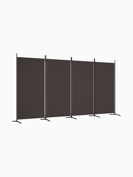 vidaXL Decorative Room Divider Fabric with 4 Panels Coffee 346x180cm