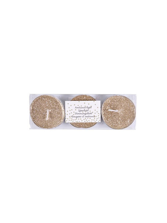 Christmas Gold Candle 6x6cm 3pcs