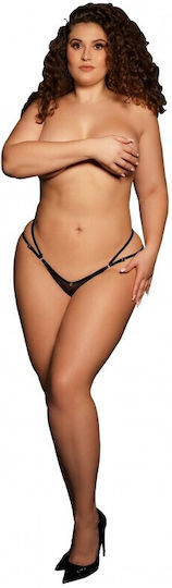 Le Désir Ella Elastic Mesh Thong with Sliders and Golden Details Black
