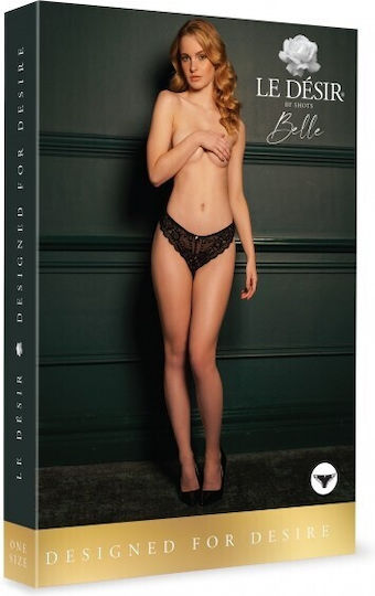 Le Désir Claire Γυναικείο Sexy Brazil Elastic Lace Brief with Golden Details Black